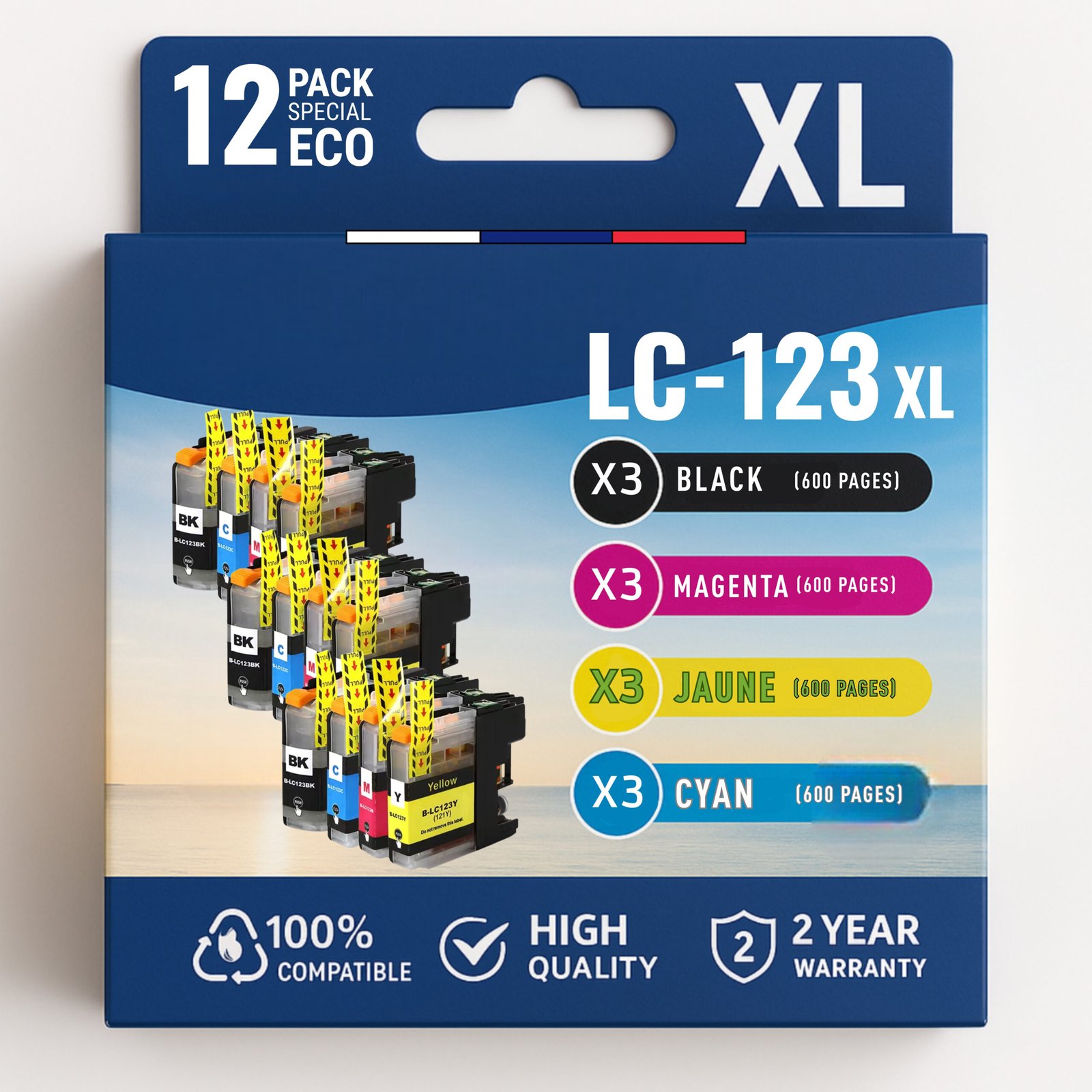 10 Pack compatible BROTHER LC-123 12 cartouches – Image 1