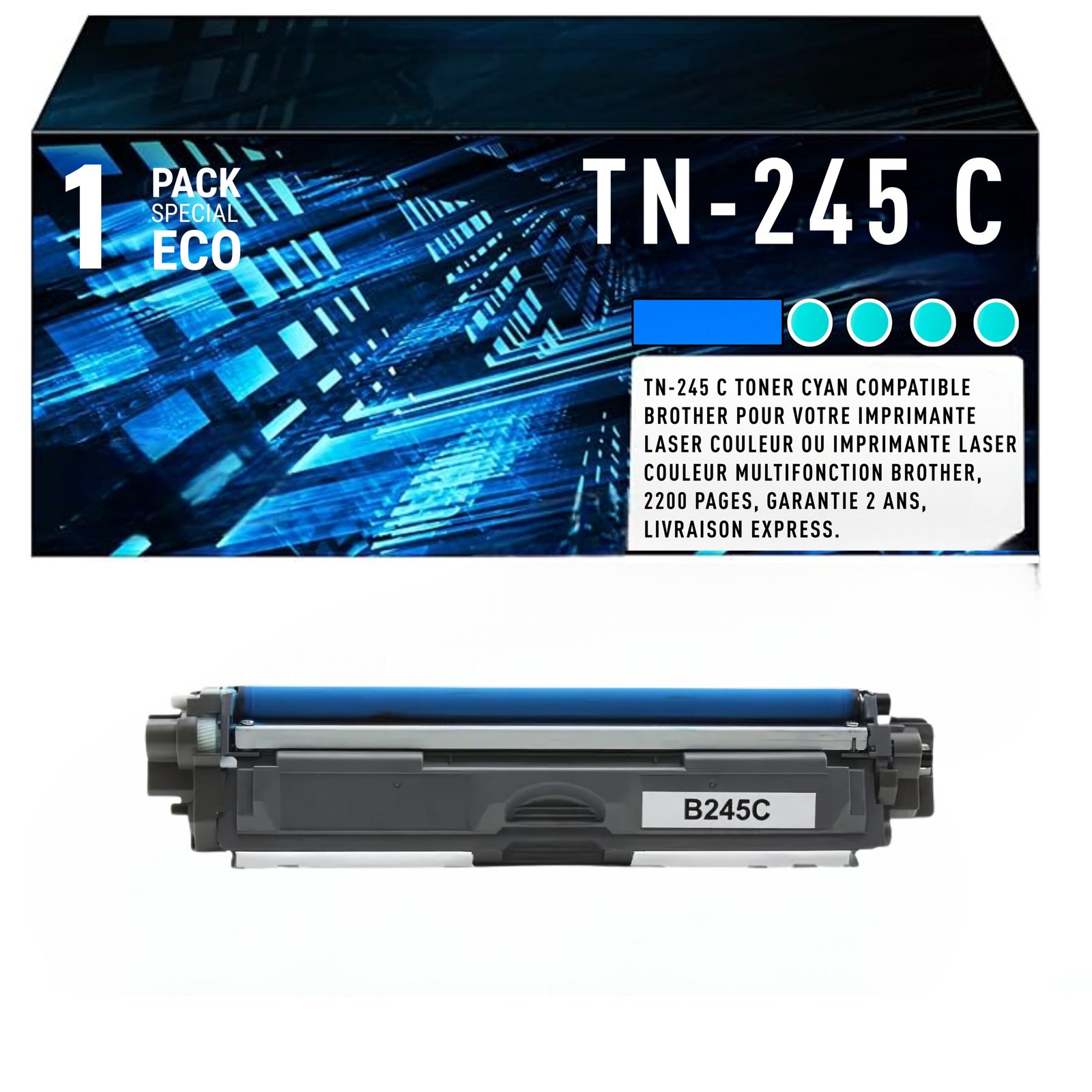 13 Cartouche de Toner Cyan Brother TN-245C – 2 200 pages – Image 1