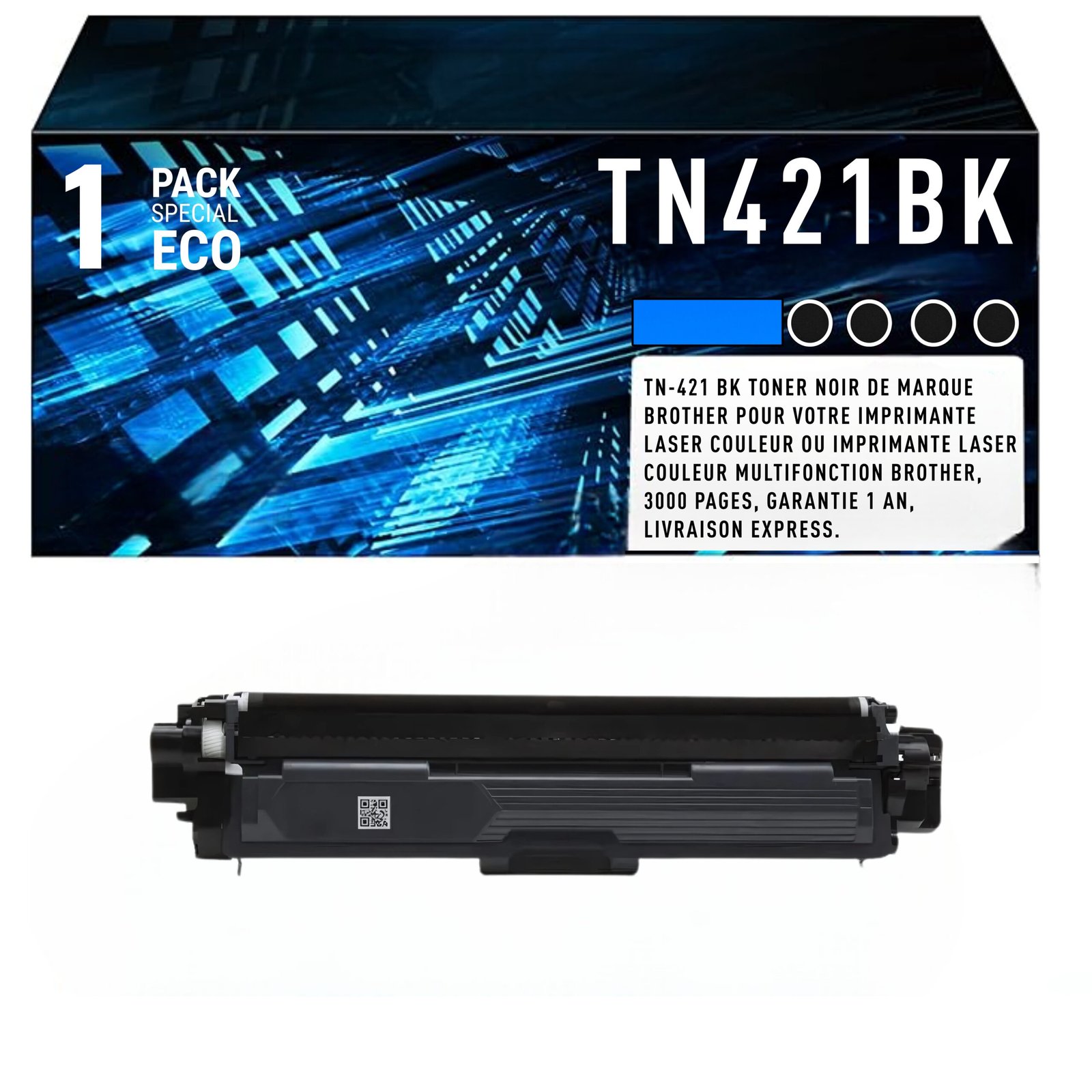17 Cartouche de Toner Noire Brother TN-421BK – 3 000 pages – Image 1