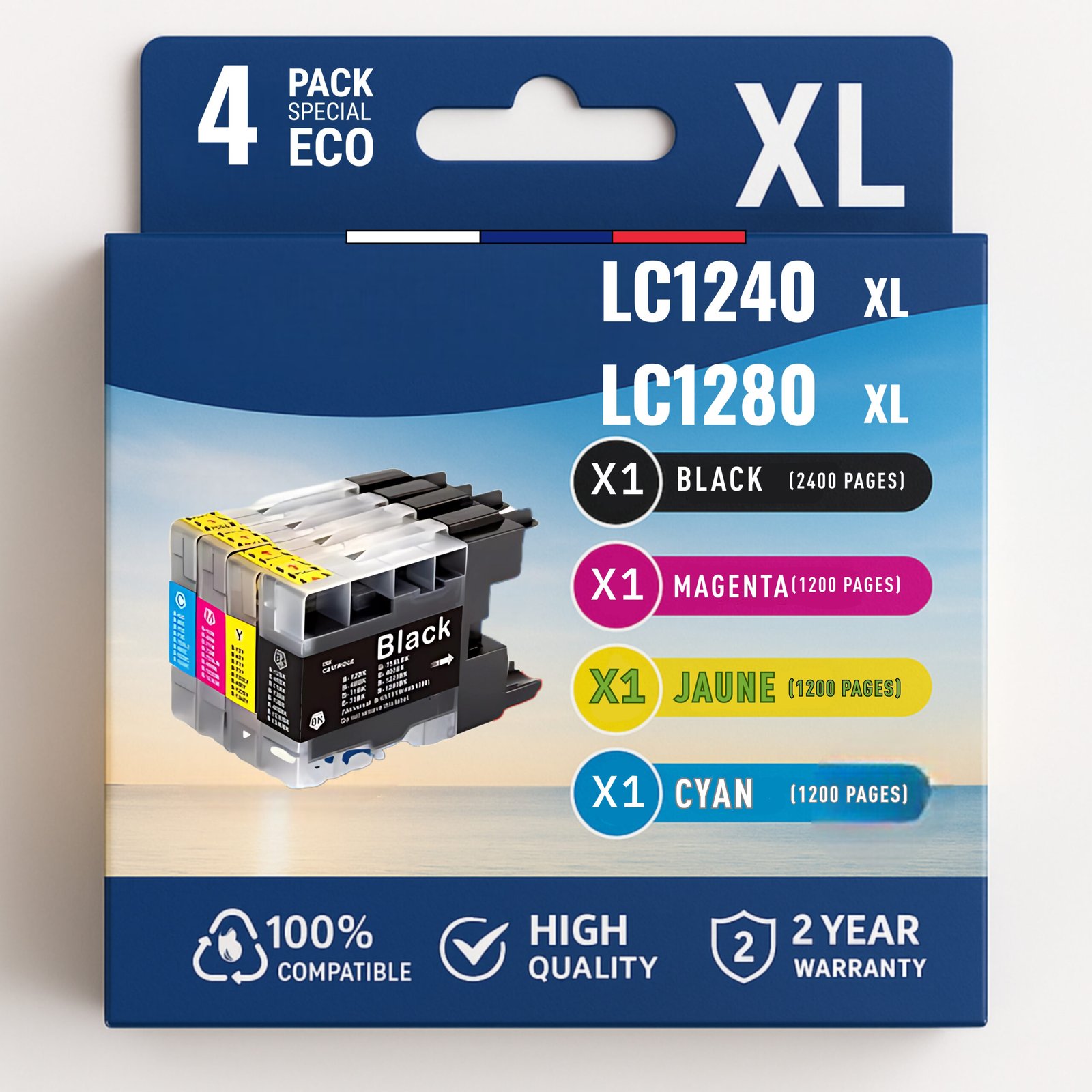 17 Pack compatible BROTHER LC1240/LC1280, 4 cartouches – Image 1
