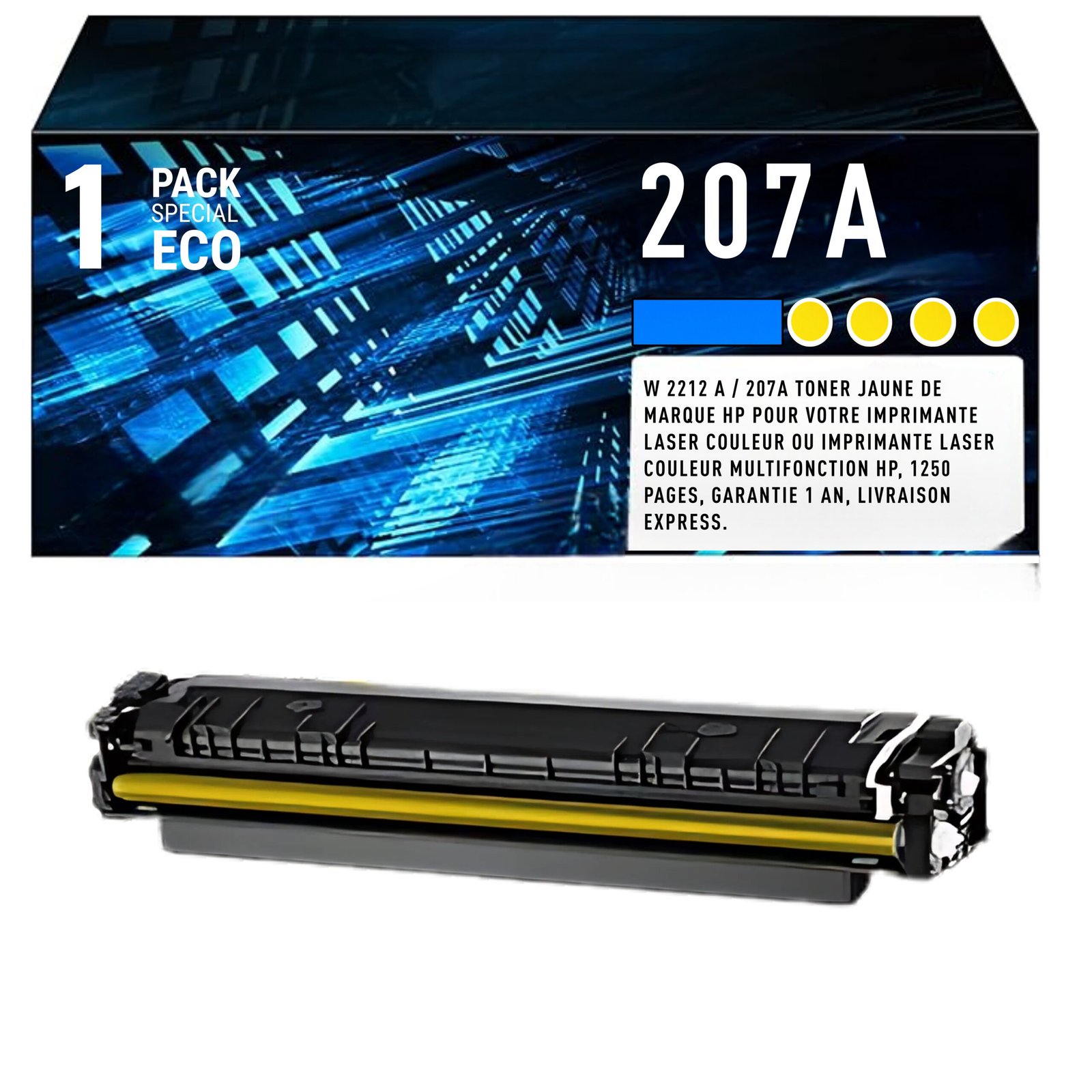 28 Cartouche de Toner Jaune HP 207A (W2212A) – 1 250 pages – Image 1