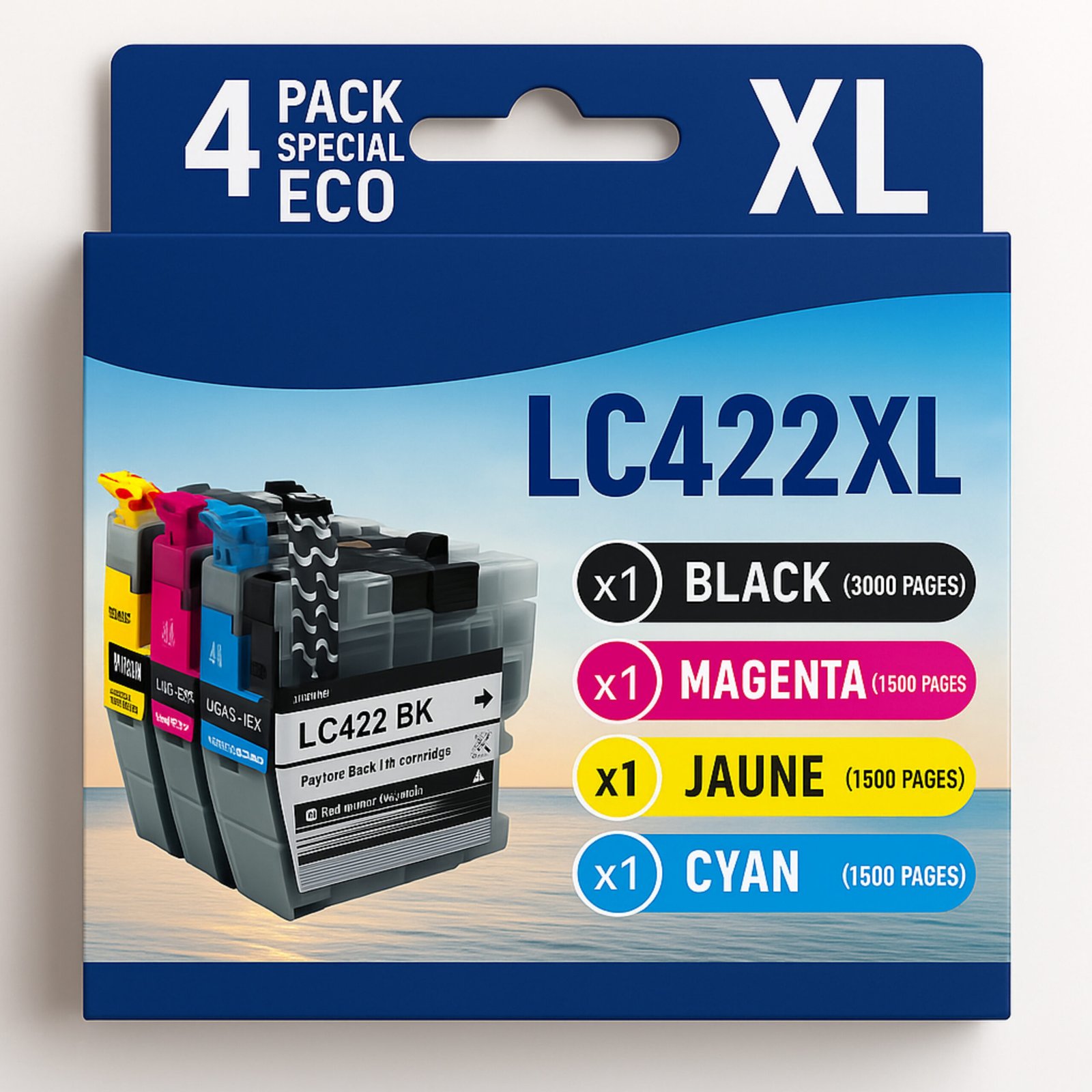 3 Pack de 4 cartouches compatibles BROTHER LC422XL – Image 1