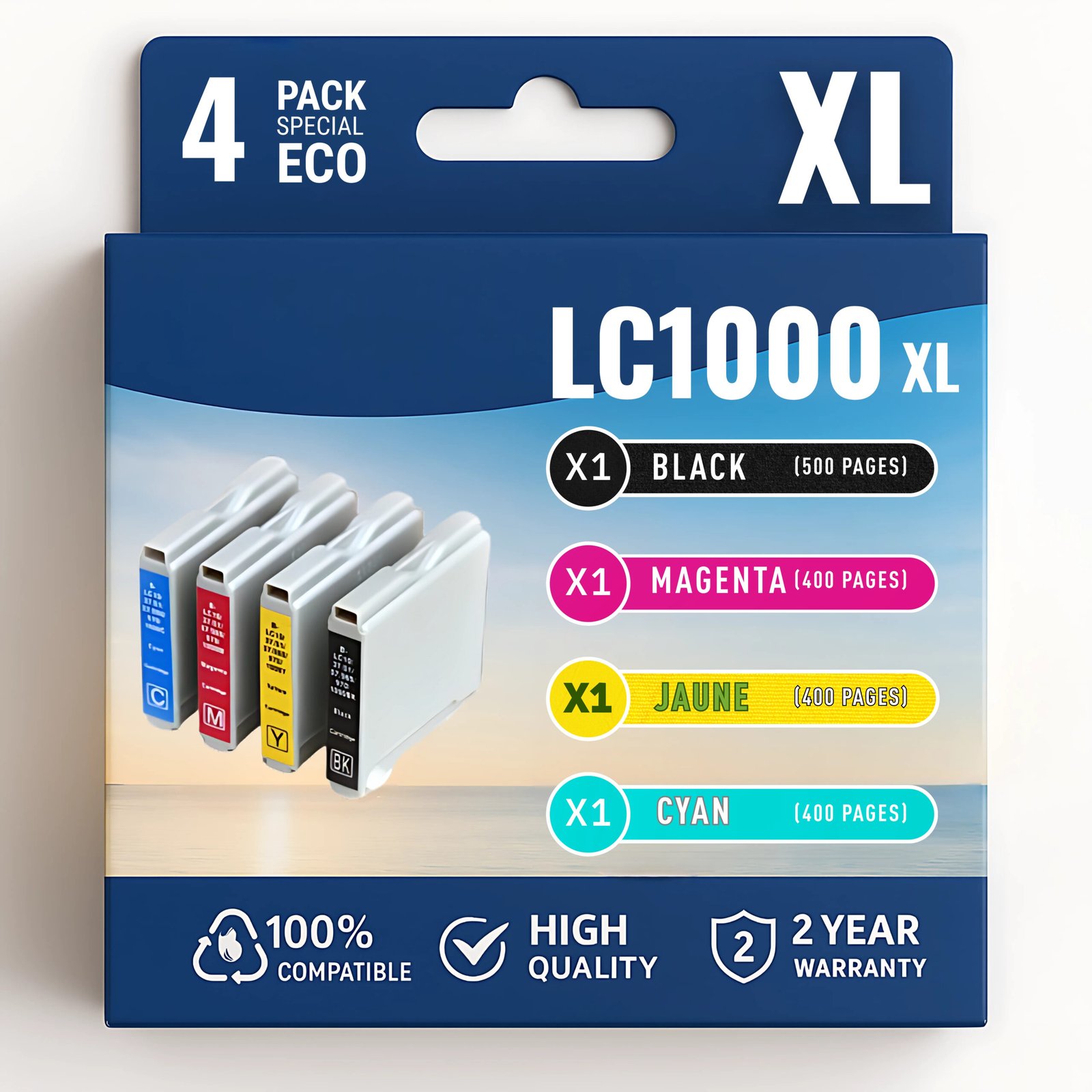 30 Pack compatible BROTHER LC1000, 4 cartouches – Image 1