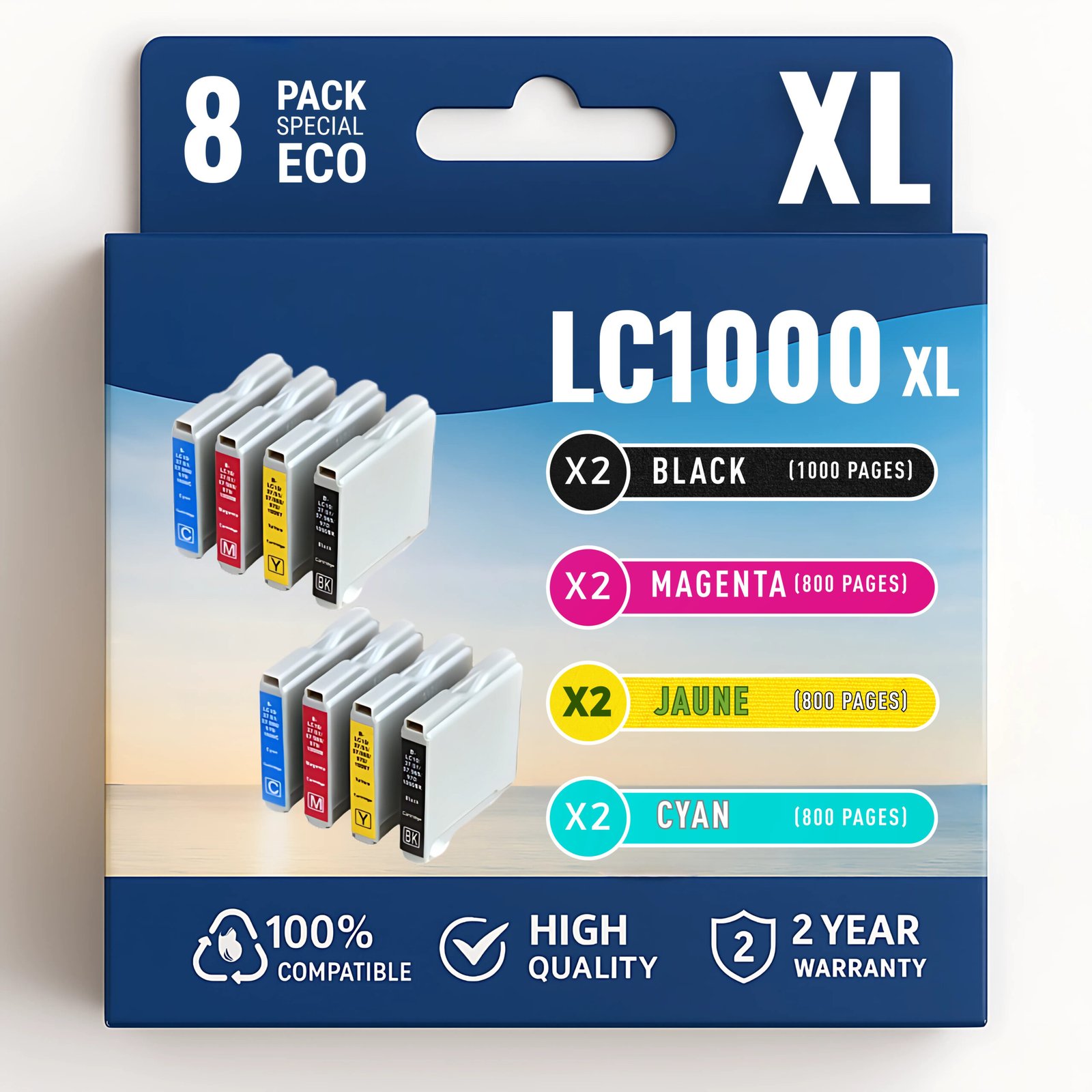 31 Pack compatible BROTHER LC1000, 8 cartouches – Image 1