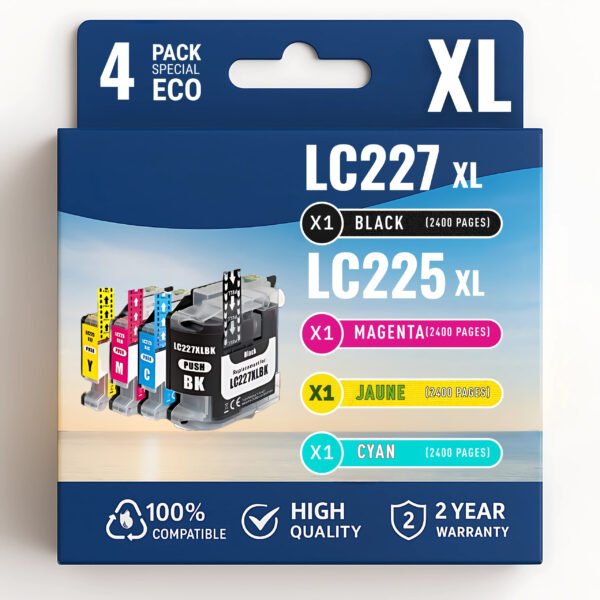 Pack 4 cartouche compatible BROTHER LC227XL, LC225XL