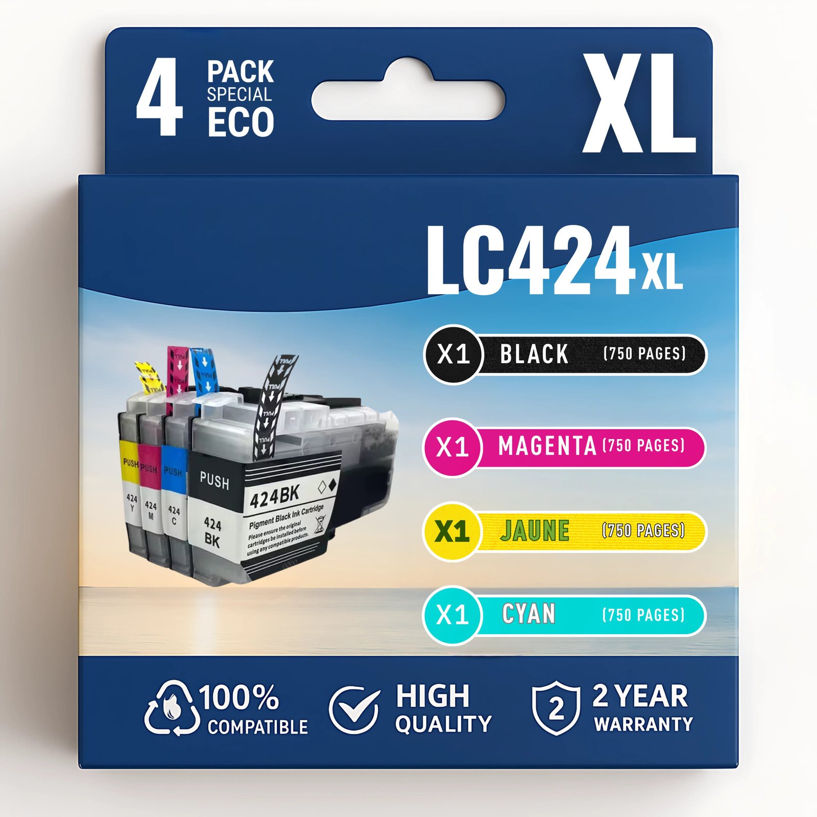 35 Pack compatible BROTHER LC424, 4 cartouches – Image 1