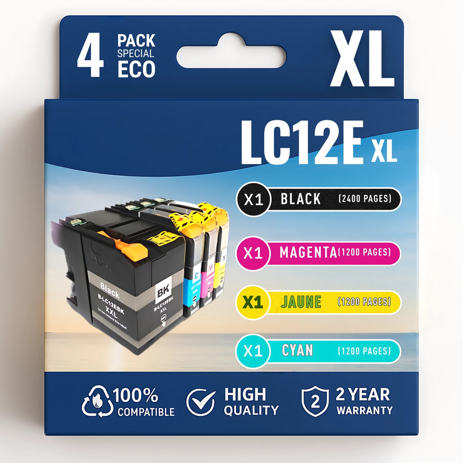 45 Pack compatible avec BROTHER LC-12e XL 4 cartouches – Image 1
