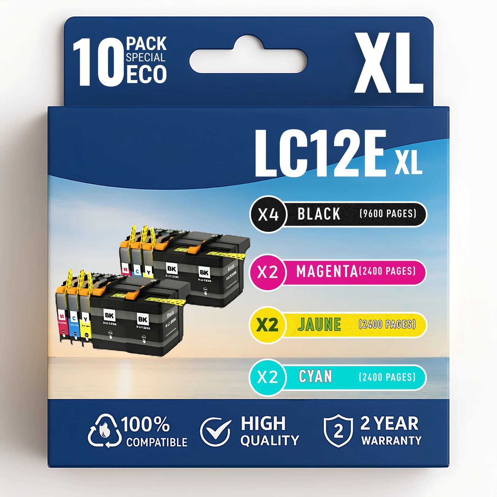46 Pack compatible avec BROTHER LC-12e XL 10 cartouches – Image 1