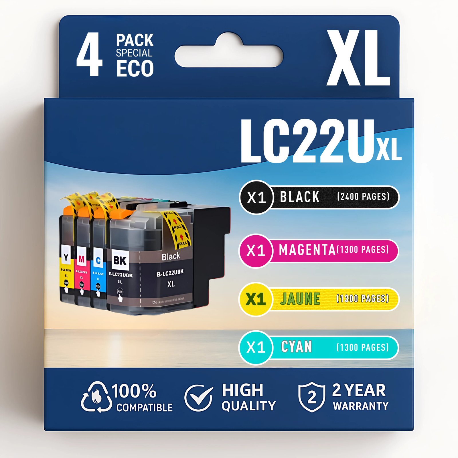 47 Pack compatible avec BROTHER LC-22U 4 cartouches – Image 1