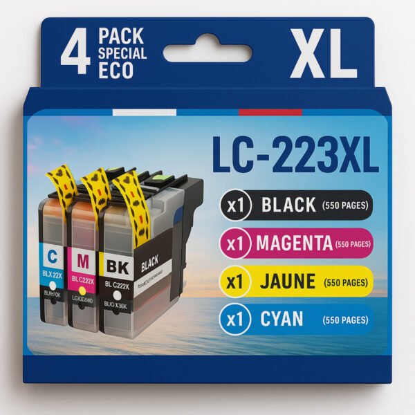 Pack de 4 Cartouches Compatibles avec BROTHER LC-223 : Rendu Premium à Prix Abordable