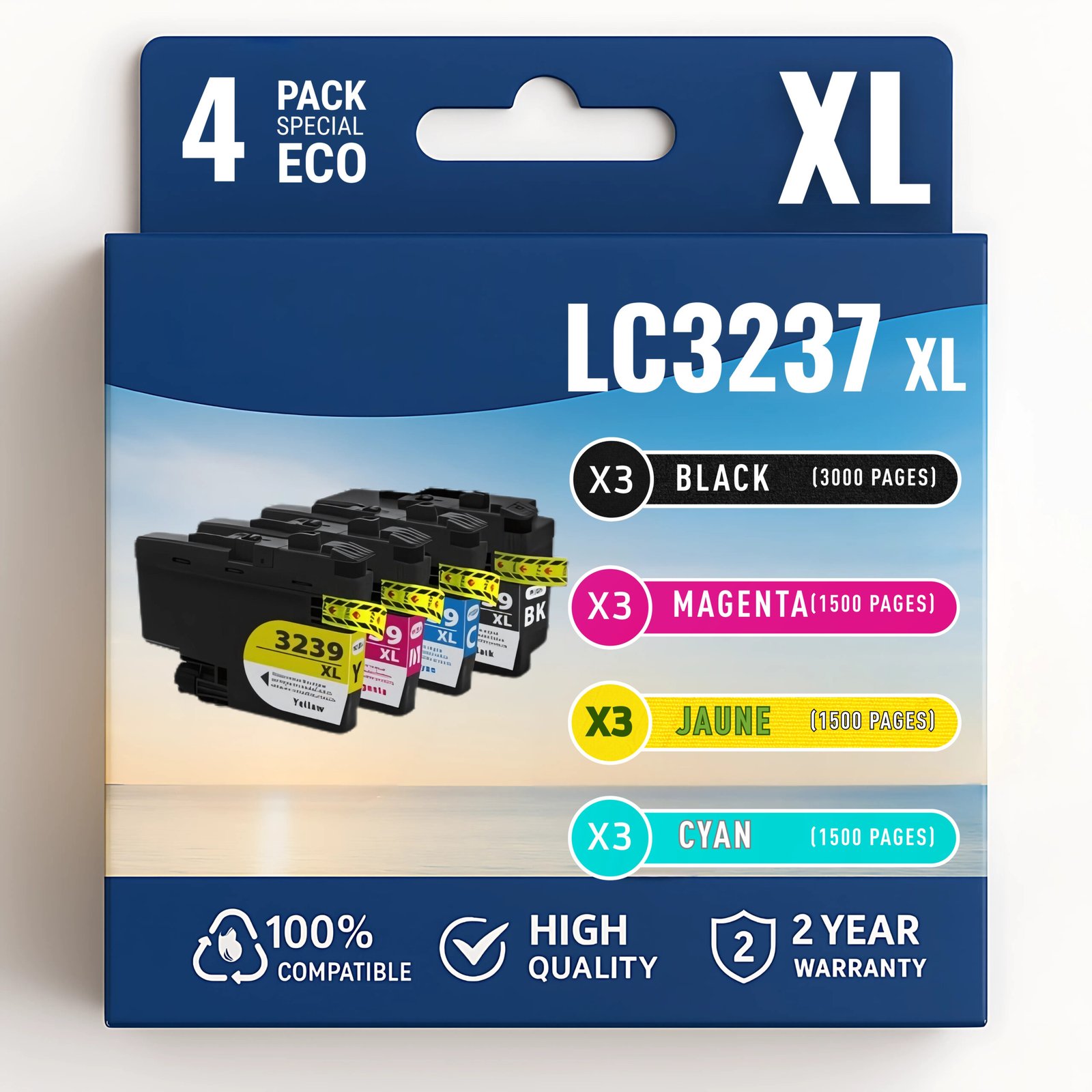 50 Pack compatible avec BROTHER LC-3237 4 cartouches – Image 1
