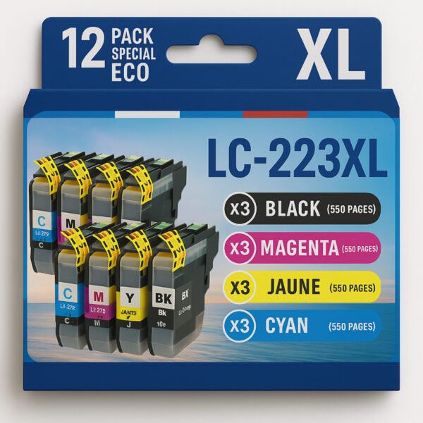 Pack de 12 Cartouches Compatibles avec BROTHER LC-223 : Rendu Premium à Prix Abordable