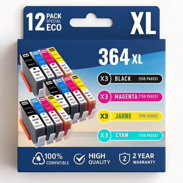 Pack 12 cartouches compatibles HP 364 XL