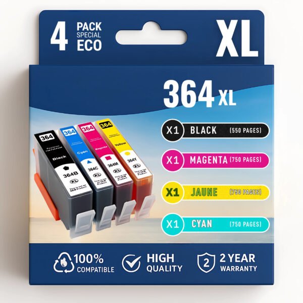 Pack 4 cartouches compatibles HP 364 XL