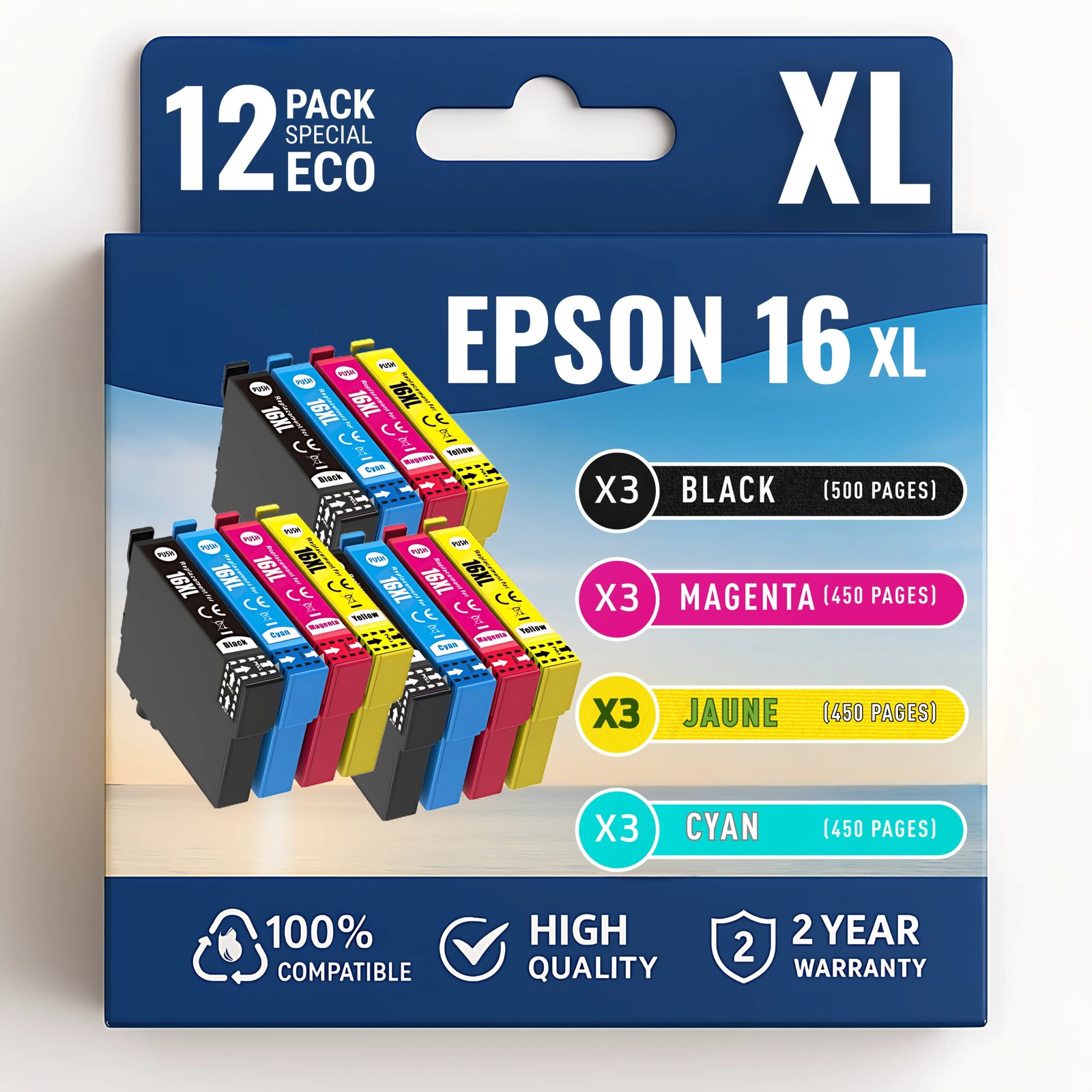 Copie de PIXEL (10) Pack 12 cartouches compatibles EPSON 16XL – Image 1