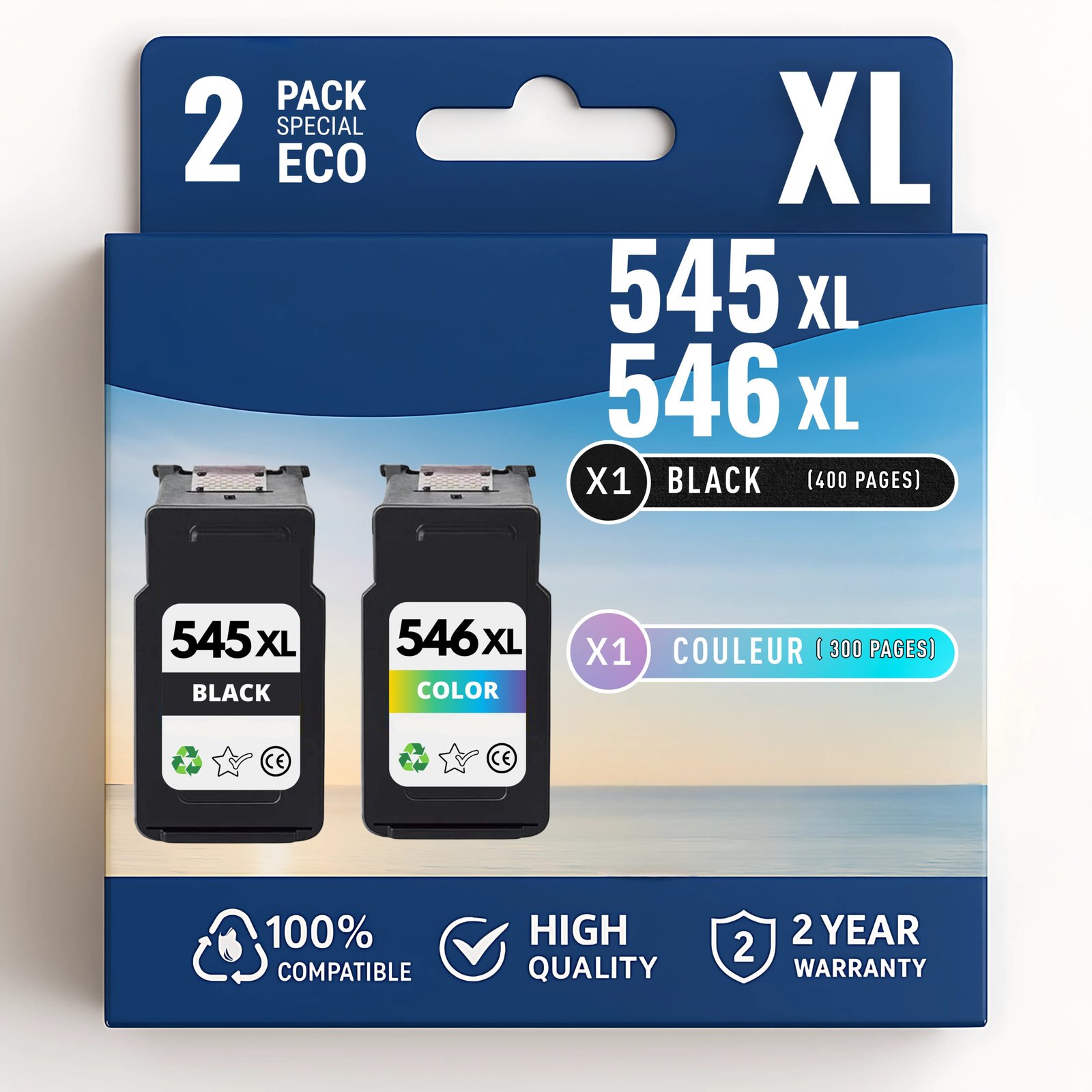 Copie de PIXEL (12) Pack compatible avec CANON PG-545 XL/CL-546 XL (noir et couleur) – Image 1