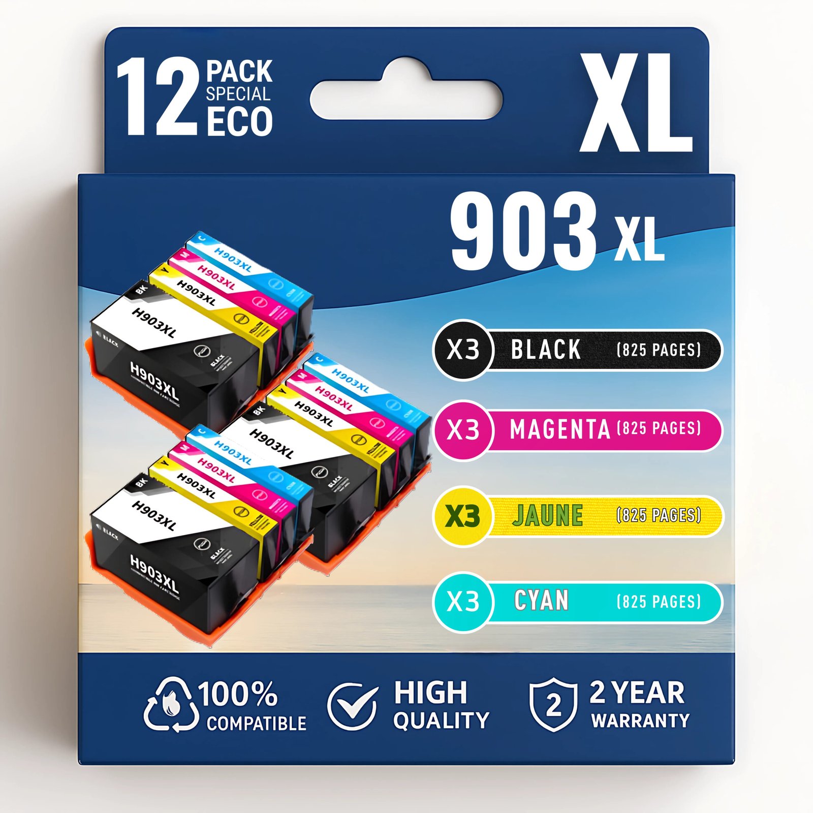 Copie de PIXEL (15) Pack 12 cartouches compatibles HP 903XL – Image 1