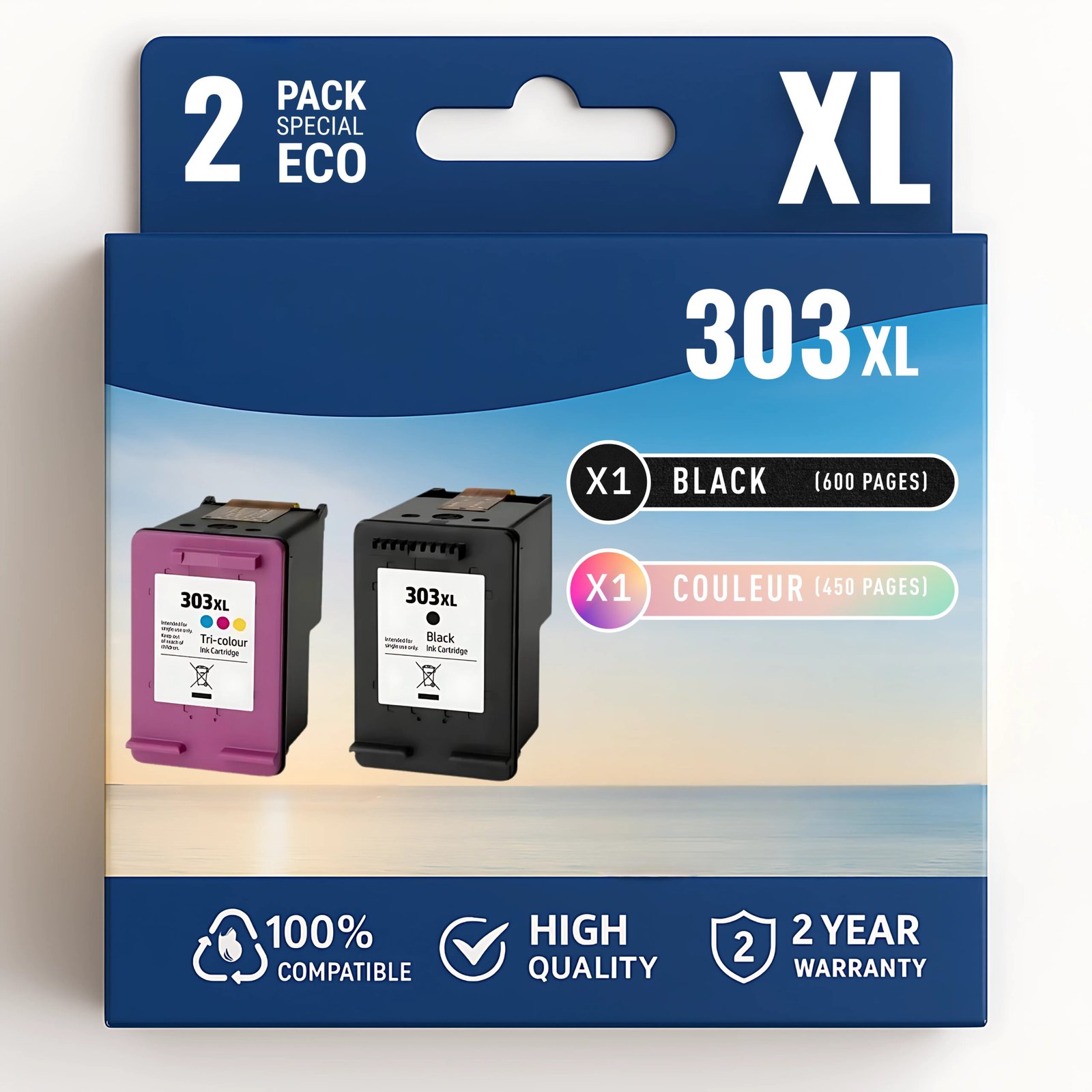 Copie de PIXEL (3) Pack compatible avec HP 303 XL (T6N04AE/T6N03AE) noir et couleur – Image 1