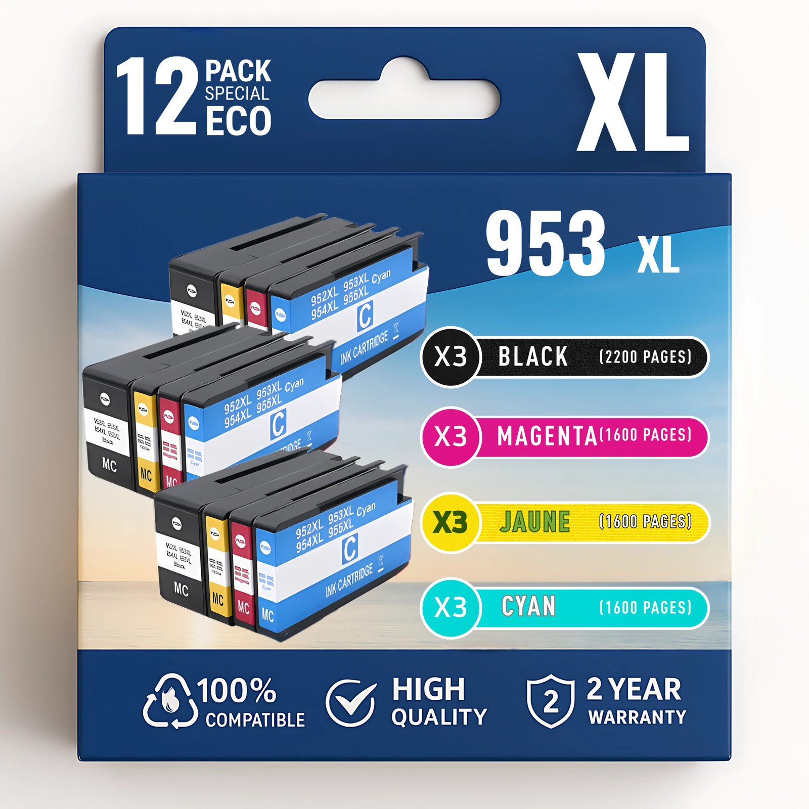 Copie de PIXEL (5) Pack 12 Cartouches compatibles HP 953 XL – Image 1