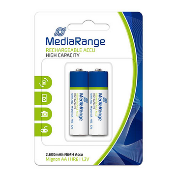 Piles Rechargeables MediaRange NiMH Mignon AA, HR6, 1.2V MRBAT123