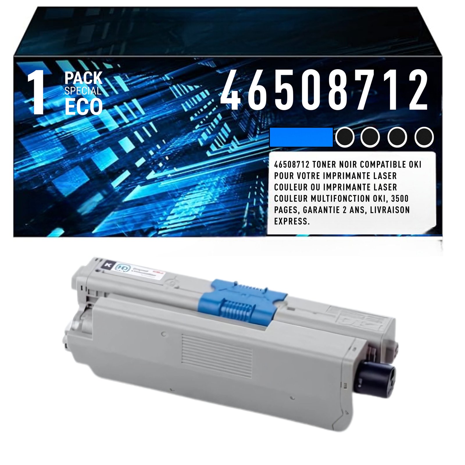 toner (3) Toner compatible OKI C332DN/MC363DN/MD363DN (46508712) noir – Image 1