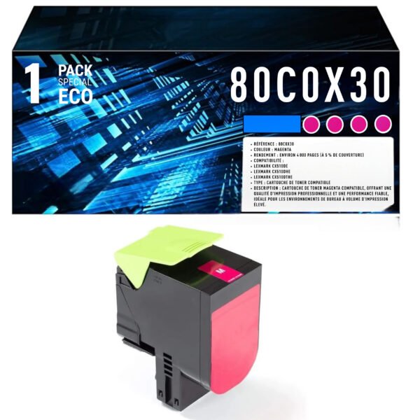 Toner compatible Lexmark 80C0X30 magenta – 3000 pages CX410 CX510