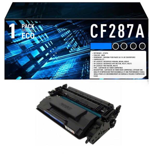 Toner compatible HP 87A noir CF287A – 9000 pages LaserJet Enterprise M506 M527