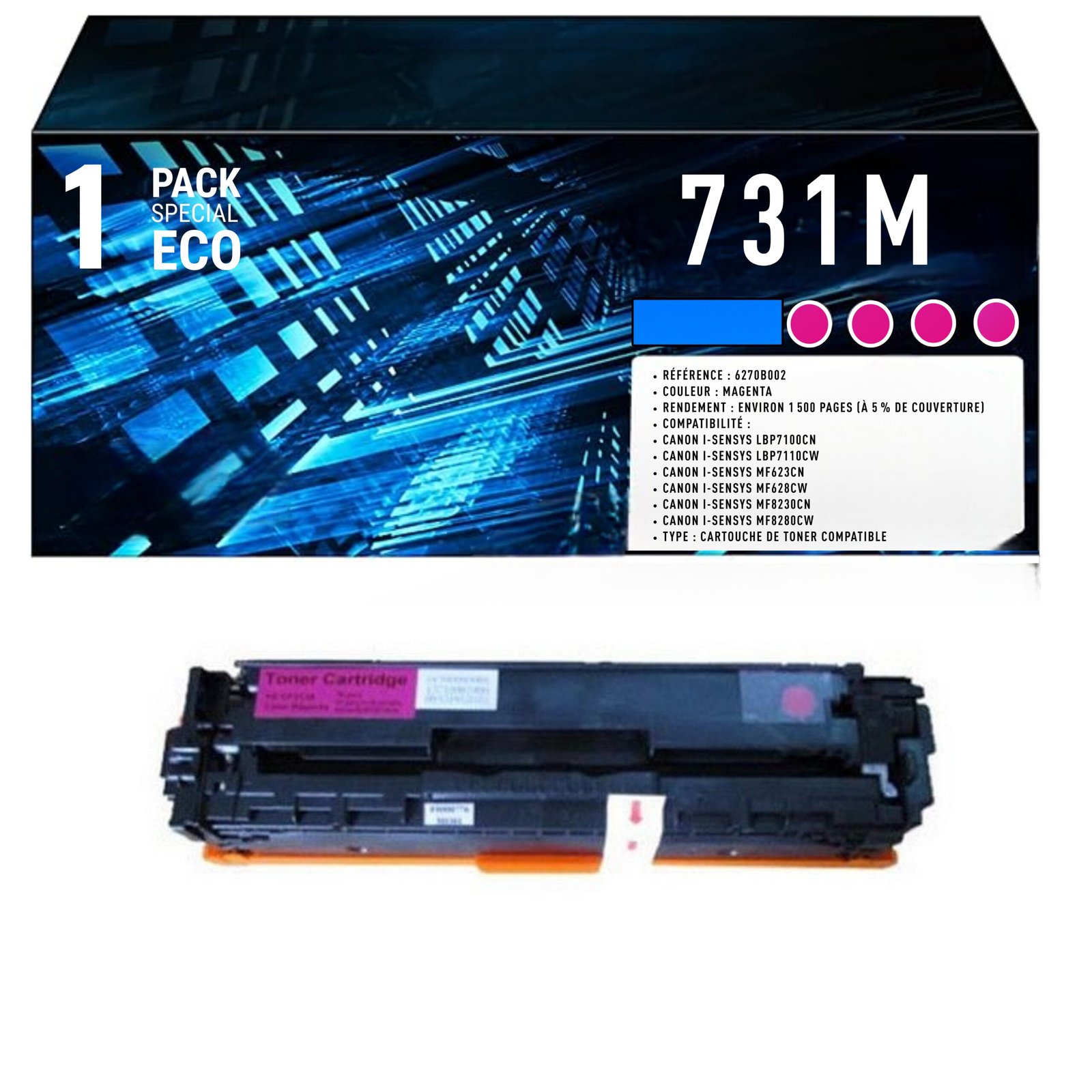 110 Toner compatible Canon 731M magenta – 1500 pages i-SENSYS LBP-7100Cn MF-8280Cw