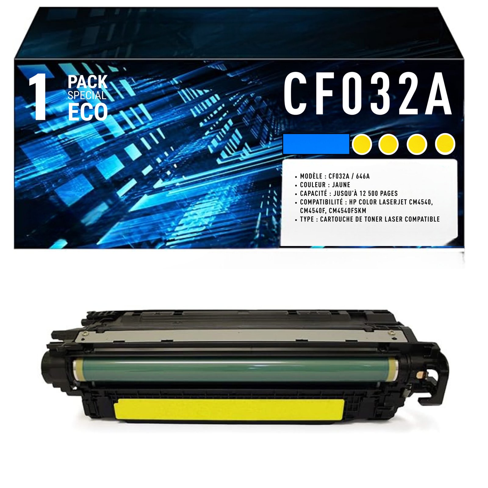 48 Cartouche de Toner Jaune Compatible HP 646A (CF032A) – 12 500 pages – Image 1