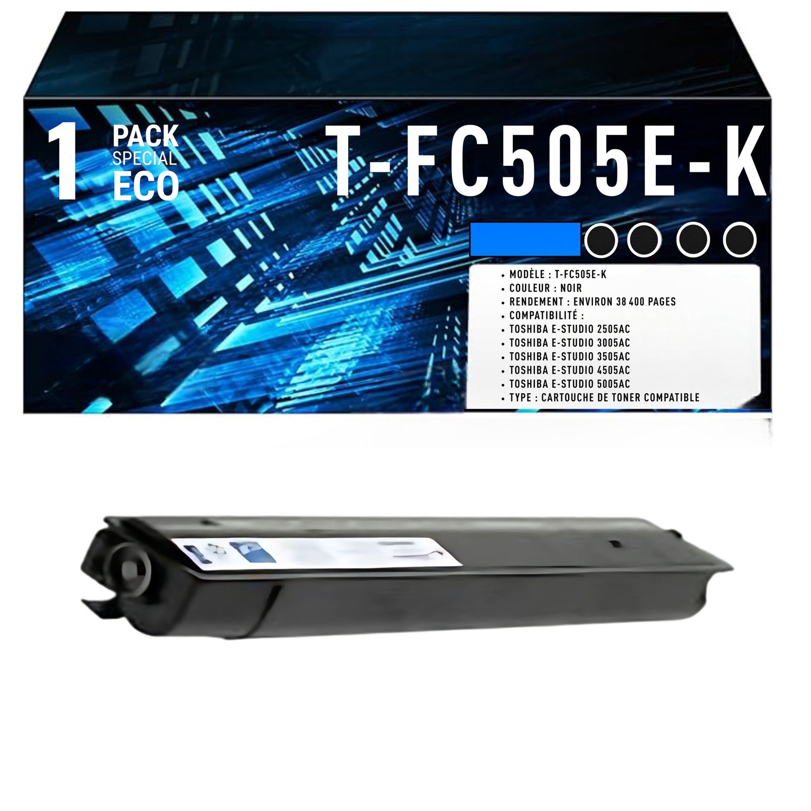 60 Cartouche de Toner Noir Compatible Toshiba T-FC505E-K – 38 000 pages – Image 1