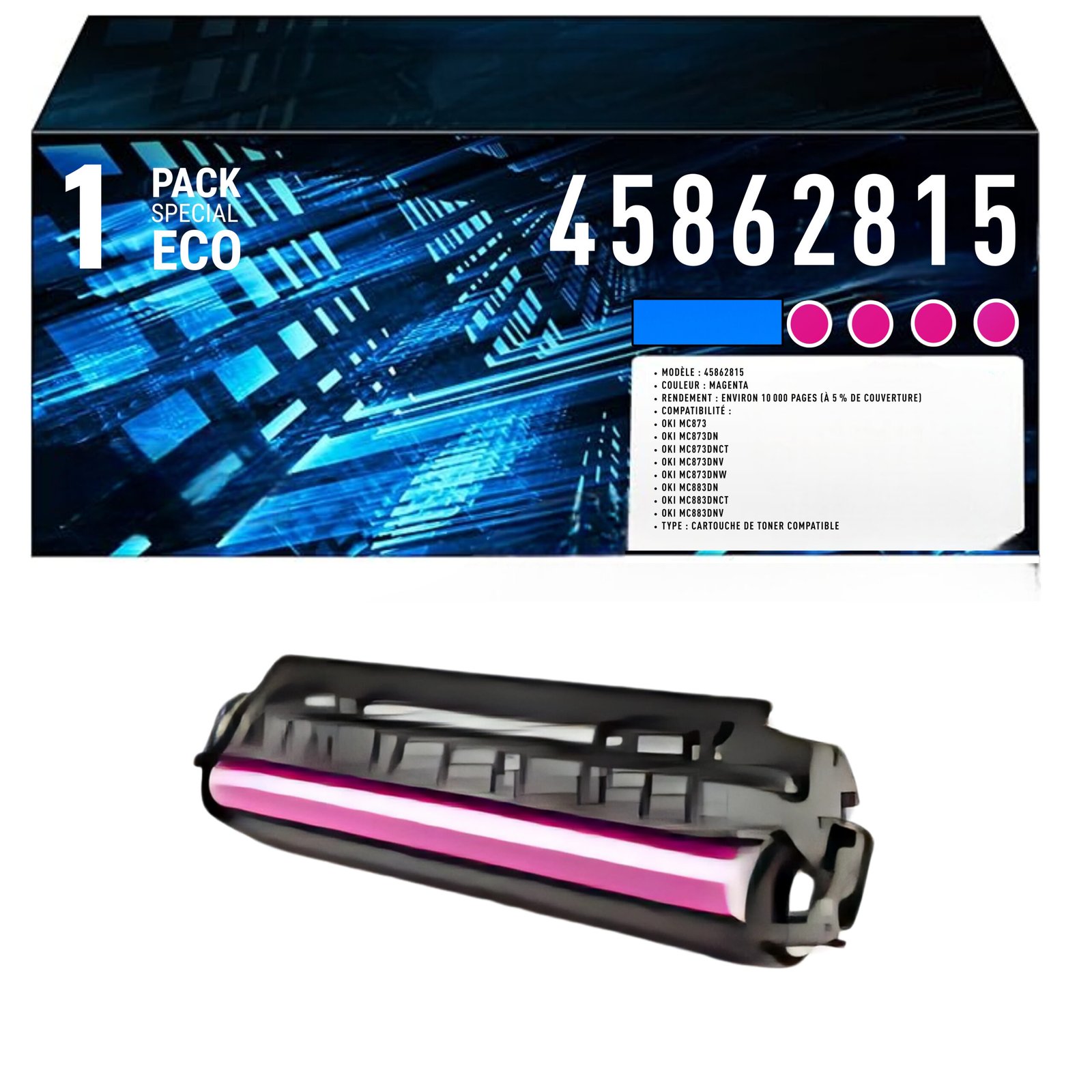 77 Cartouche de Toner Magenta Compatible 45862815 – 24 000 pages – Image 1
