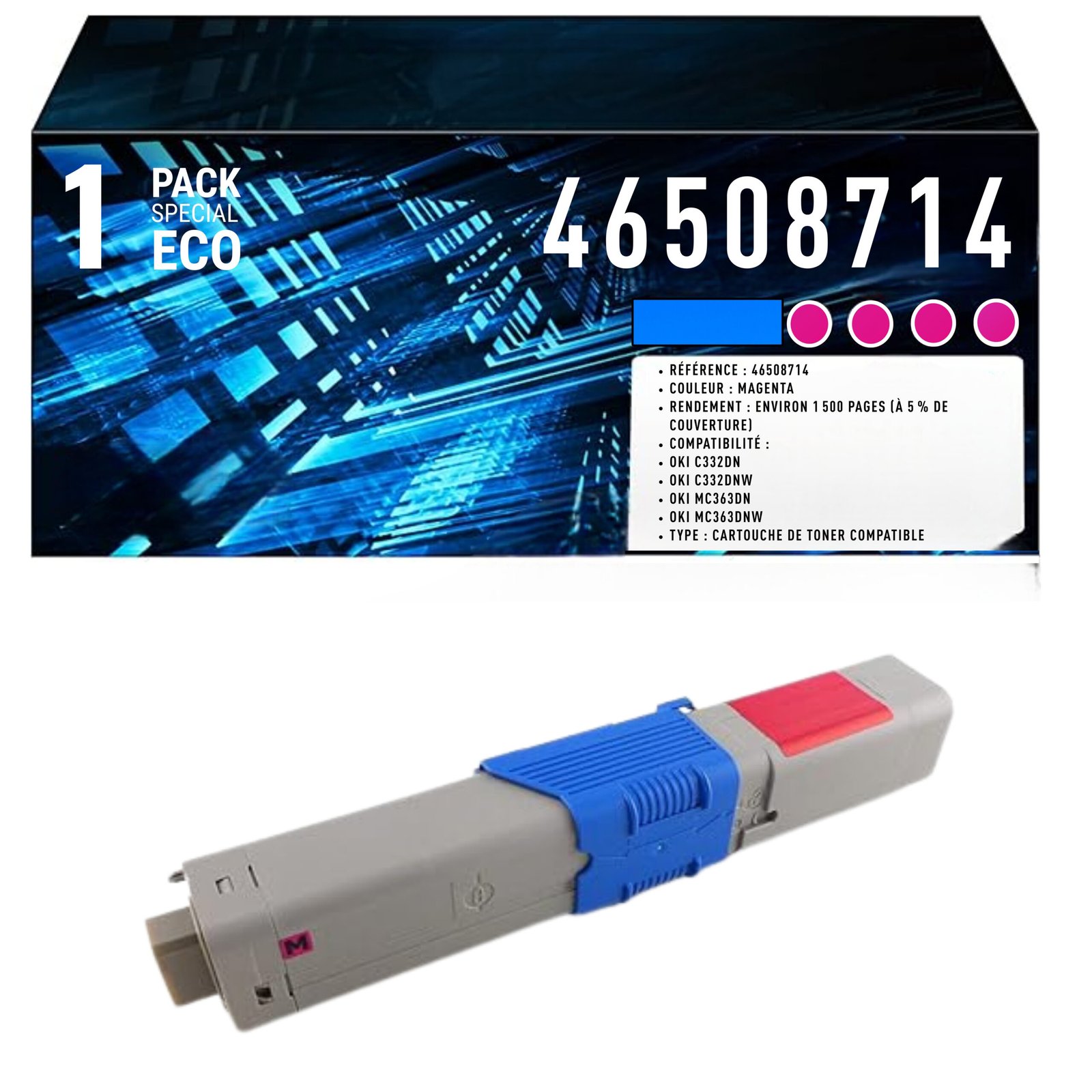 84 Cartouche de Toner Noir Compatible OKI 46508714 – 7 000 pages – Image 1