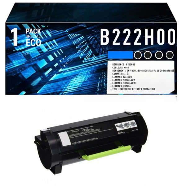 Toner compatible Lexmark B222H00 noir haute capacité – 6000 pages B2236dw MB2236adw